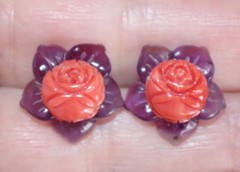 VINTAGE AMETHYST FLOWER JACKETS FOR EARRINGS USE WITH ANY STUDS