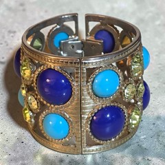 VINTAGE KENNETH JAY LANE KJL KENNETH LANE CABOCHON LATTICE CUFF BRACELET 60s-70s