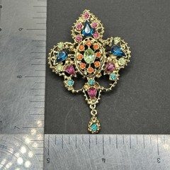 Colorful Rhinestone Dangle Brooch Pin J29A