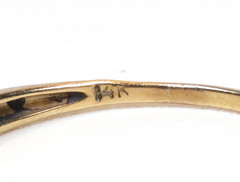Antique Art Deco 1920 Diamond Wedding Band 14K White Yellow Ring Size 6.75 UK-N
