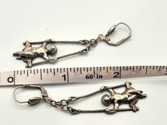 Vintage Estate Cherub Earrings Silvertone Angels On Swing Lever Back Renaissance