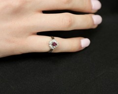 Fine 0.37ct Natural Ruby & 0.24ct Diamond Platinum Cross Cluster Ring Size 3