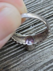 Vintage Pink Stone Sterling Silver Ring Art Deco Style 925 Size 7.75