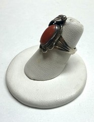 Native Sterling Silver Coral Leaf Ring Sz 5.25
