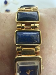 VTG 1970s Lapis Lazuli Watch/Bracelet Gold Tone Smithsonian Institution, Unused