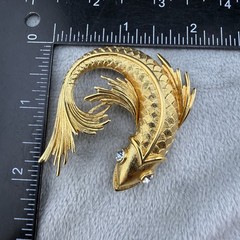 Vintage Monet Brooch Gold Tone Fish Koi