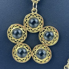 VTG Celebrity Style Multi-Chain Gold Tone Jewelry Set with Brown Glass Stones