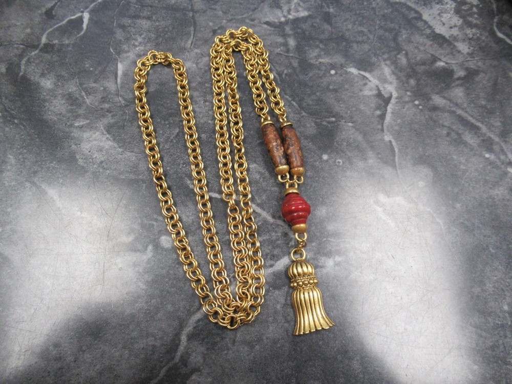 Vintage Leslie Block Chain Mail Link Costume Jewelry Necklace Nice!