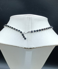 Vintage Art Deco French Jet Necklace Black Glass Square Rhinestone 15″