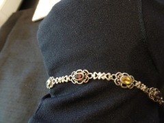 #656–VINTAGE STERLING SILVER HAN-925-BRACELET–6-STONES