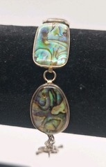 Lucas Lameth 925 Sterling Silver Vintage Abalone Bracelet 7-8 Inch Adjustable