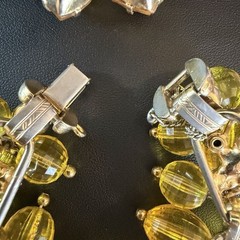 Vtg Juliana D&E Dangle Bead Rhinestone Topaz 5 Link Bracelet & Earring Set