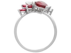 Vintage 1.41Ct Ruby and 1.07Ct Diamond, 18k White Gold Dress Ring Circa 1980