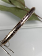Vtg Sterling 925 Solid Silver Hinged Bangle 6.75″ Bracelet 5.2mm Signed TOB 6.8g