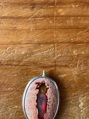Vintage Mexican Cantera Fire Opal Crystal Gemstone Pendant 1.15″ 4.3 Grams