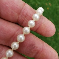 VINTAGE Necklace Faux Pearl Long 5 mm Pearls 56″ L Quality Knotted in Between