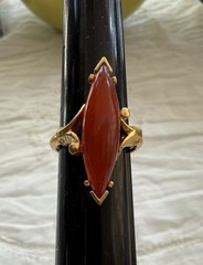 Vintage Avon 1979 EarthStone Carnelian Art Deco Ring Size 6.5 Adjustable