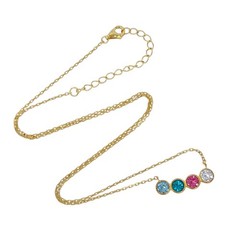 Vintage Gold-Tone Sterling Silver Multi-Color Cubic Zirconia Necklace 16″-18″