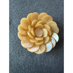 Yellow Beaded Button Flower Shaped Pin Brooch