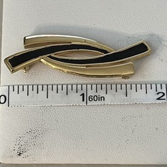 Monet Signed Modernist Lot Of 2 Brooches Pins Gold Tone Black Enamel