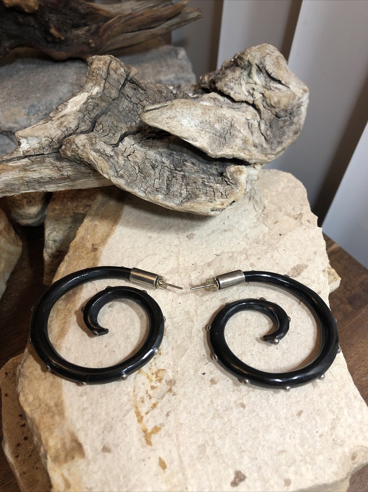 Tribal 925 Sterling Silver Large Swirl Stud Unisex Adult Earrings 14g