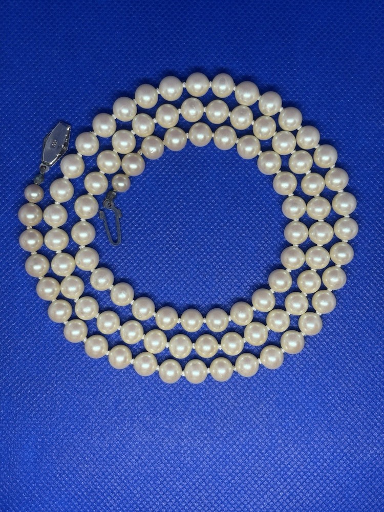 Antique 8 mm Sweetwater Pearls Silver 835 Necklace 29.5 Inches GERMANY vintage