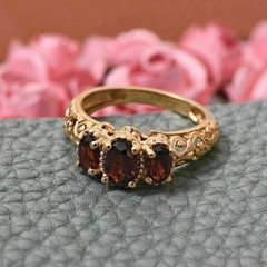 Art Deco Style Lab Created Diamond & Garnet Engagement Wedding 14K Gold FN Ring