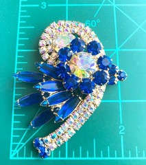 Verified JULIANA D&E Blue Open Back Navette AB Rhinestone Brooch Earring Set