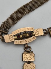 Antique Victorian Engraved Book/Mesh Chain with Engraved Locket Pendant