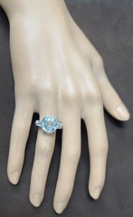 Vintage Platinum Engagement Ring 6.67ct. Natural Sky Blue Aquamarine Round Cut