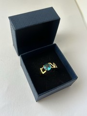 Vintage Blue Cubic Zirconia Ring Gold Plated Womens Size 8.5