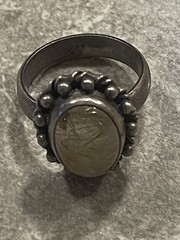 Vintage Golden Rutilated Quartz Hand Crafted 6 ct Stone Size 8 1/4 Ring.