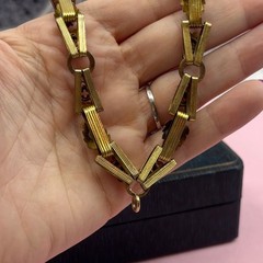 Victorian Tri-Gold Filled Book Chain Necklace Germany Pendant Ring 20.5”