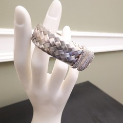 VicenzaSilver bracelet JCM sterling silver 925 woven cuff DMQ accents 6.75 in