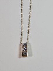 Ross Simons 925 3 CZ Stones Gold Over 925 Sterling Silver Pendant & Necklace