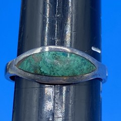 vtg Sterling Silver RING sz 6.5 handmade raw Malachite copper inclusions 1.8 gr