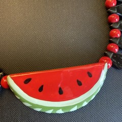 Flying Colors Watermelon Ceramic Vintage Necklace And Earrings