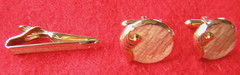 Vintage Swank Gold Tone Mesh Cufflinks and Clip Tie Bar Set Men’s