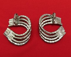 Vintage Rhinestone Earrings Statement Clear Faceted Crystal 1.75 in Bling 642r