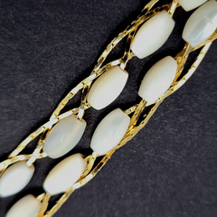 Choker Polished Rice Pearl Gold Tone Braided Chain Pearl Necklace Korea 16 Inch