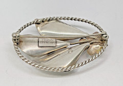 Signed Hobe Sterling Silver 1940’s Floral Cala Lily Brooch Pin