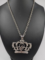 Baby Phat Y2K Double Medallion Logo Pendant Necklace Silver Tone Double Chain